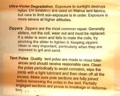 Walrus Cascade Condo -Professional Outdoor Equipment Store v walrus cascade condo instructions PROPER CARE pg9B